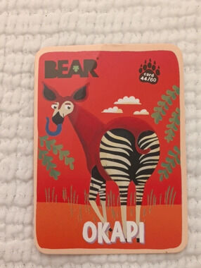 Rare!!  Bear Snacks Collectible Card Okapi 44/60 Trading Card 44/60